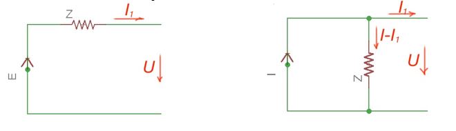 Equivalent current and voltage sources