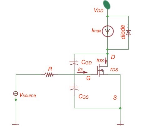 Figure 3. Equivalent scheme for turn–off MOSFET process.