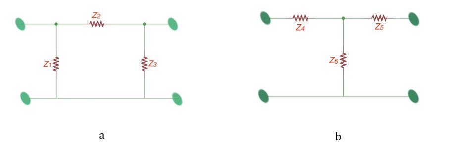 Delta and star types of equivalent schemes for four-terminals